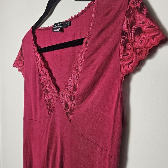 VTG Rampage S* Babydoll Top Pink Rayon Lace Trim Y2K Coquette Valentine - Picture 3 of 7